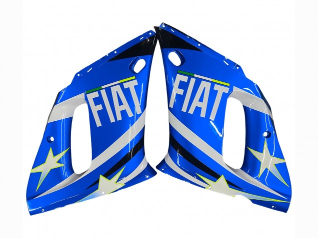 1998-2002 Yamaha YZF 600 R6 Motorcycle Fairings - White Blue Neon Yellow Fiat Motul Michelin