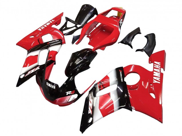 1998-2002 Yamaha YZF 600 R6 Motorcycle Fairing - Red White Glossy Black