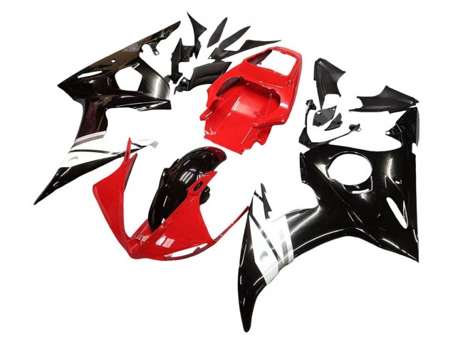 2006-2009 Yamaha YZF R6S Motorcycle Fairings - Red White Glossy Black