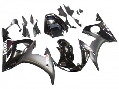 Shop 2003-2004 Yamaha YZF R6 Motorcycle Fairings - Glossy Black Matte Black White Decals
