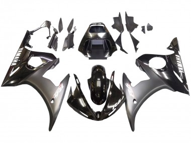 Shop 2003-2004 Yamaha YZF R6 Motorcycle Fairings - Glossy Black Matte Black White Decals