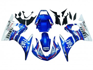 Shop 2003-2004 Yamaha YZF R6 Motorcycle Fairings - White Blue Fiat Motul Kastinee