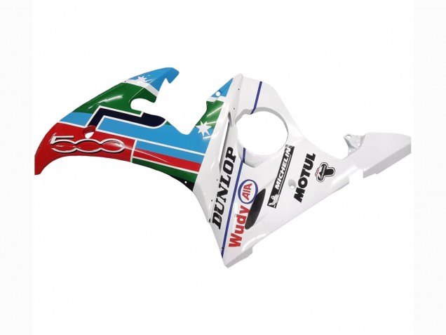 2003-2004 Yamaha YZF R6 Motorcycle Fairings - White Blue Green Red Kastinee Dunlop Motul