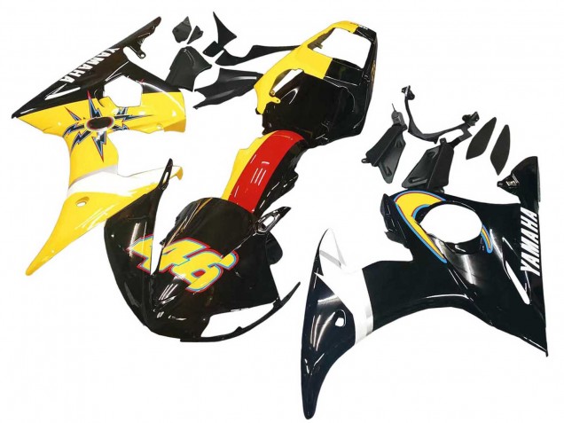 2006-2009 Yamaha YZF R6S Motorcycle Fairings - Yellow Red Glossy Black 46