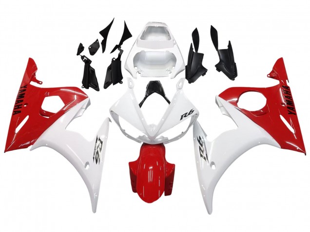2003-2004 Yamaha YZF R6 Motorcycle Fairings - White Red