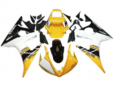 Shop 2006-2009 Yamaha YZF R6S Motorcycle Fairings - Yellow White Glossy Black