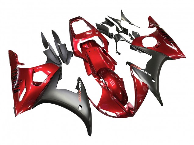2003-2004 Yamaha YZF R6 Motorcycle Fairing Kits - Red Matte Black