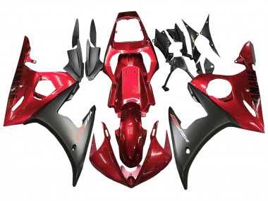 Shop 2003-2004 Yamaha YZF R6 Motorcycle Fairing Kits - Red Matte Black