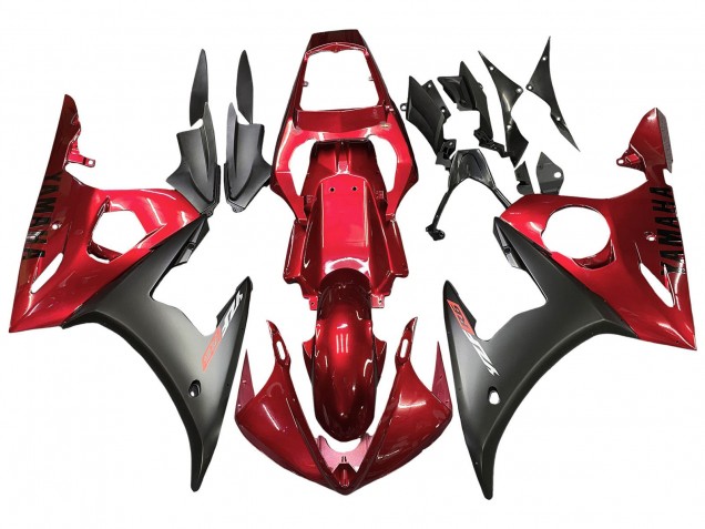 2006-2009 Yamaha YZF R6S Motorcycle Fairing Kits - Red Matte Black