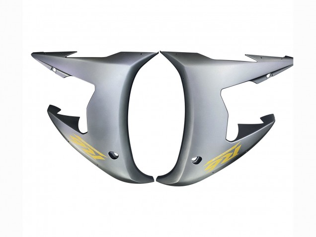 2003-2004 Yamaha YZF R6 Motorcycle Fairings - Matte Grey Matte Black Gold Decals
