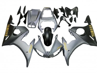 Shop 2003-2004 Yamaha YZF R6 Motorcycle Fairings - Matte Grey Matte Black Gold Decals