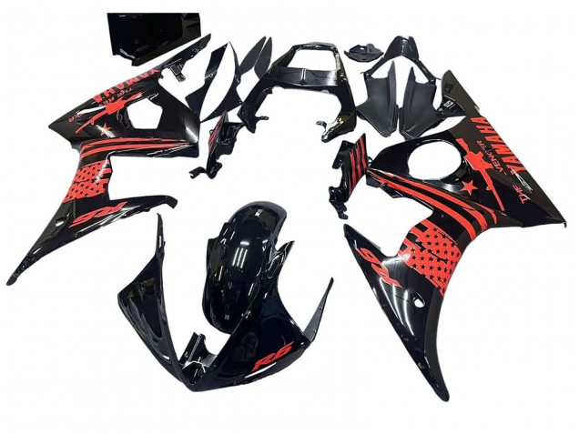 2003-2004 Yamaha YZF R6 Motorcycle Fairing - Glossy Black Red