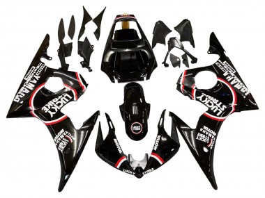 Shop 2003-2004 Yamaha YZF R6 Motorcycle Fairings - Glossy Black Red White Lucky Strike Motul