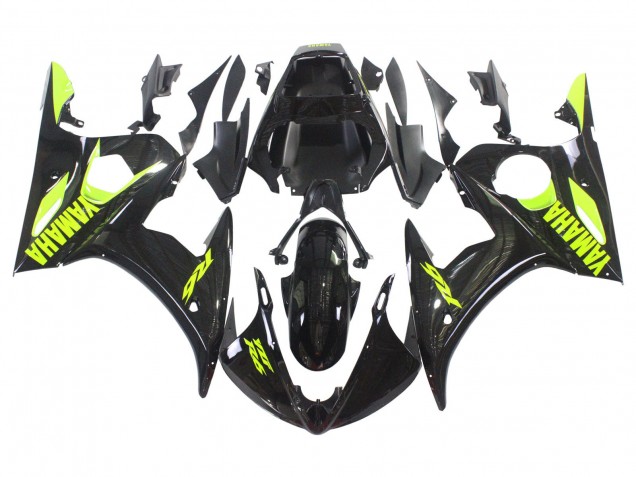 2003-2004 Yamaha YZF R6 Motorcycle Fairings - Glossy Black Neon Yellow