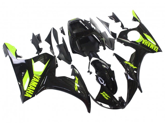 2006-2009 Yamaha YZF R6S Motorcycle Fairings - Glossy Black Neon Yellow