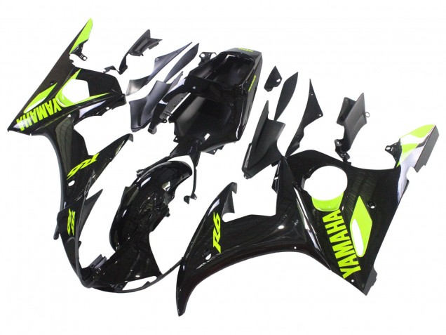 2006-2009 Yamaha YZF R6S Motorcycle Fairings - Glossy Black Neon Yellow