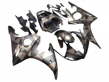 Shop 2006-2009 Yamaha YZF R6S Motorcycle Fairings - Grey Matte Black Geometric