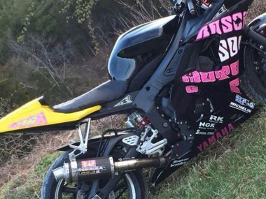 Shop 2006-2009 Yamaha YZF R6S Motorcycle Fairings - Yellow Pink Glossy Black Rossi Repsol 46