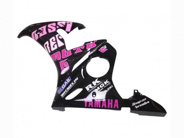 2006-2009 Yamaha YZF R6S Motorcycle Fairings - Yellow Pink Glossy Black Rossi Repsol 46