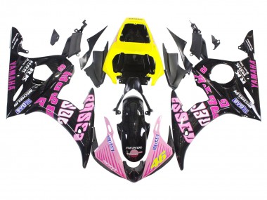 Shop 2006-2009 Yamaha YZF R6S Motorcycle Fairings - Yellow Pink Glossy Black Rossi Repsol 46