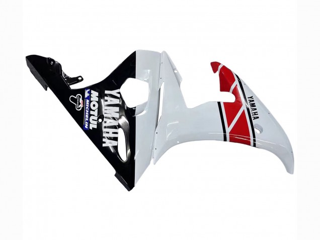 2003-2004 Yamaha YZF R6 Motorcycle Fairings - White Red Glossy Black Motul