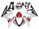 2003-2004 Yamaha YZF R6 Motorcycle Fairings - White Red Glossy Black Motul