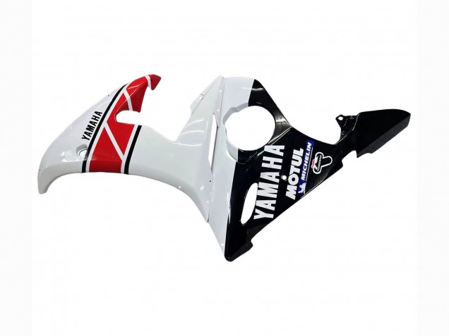 2006-2009 Yamaha YZF R6S Motorcycle Fairings - White Red Glossy Black Motul