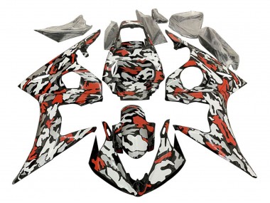 Shop 2003-2004 Yamaha YZF R6 Motorcycle Fairings - Black Red Grey Camouflage
