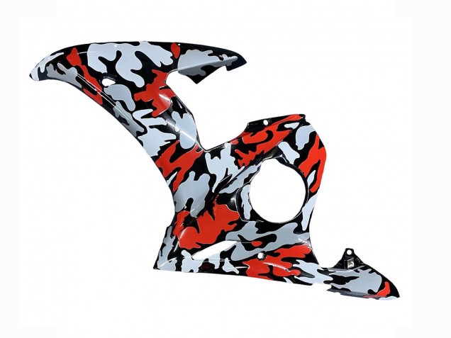 2006-2009 Yamaha YZF R6S Motorcycle Fairings - Black Red Grey Camouflage