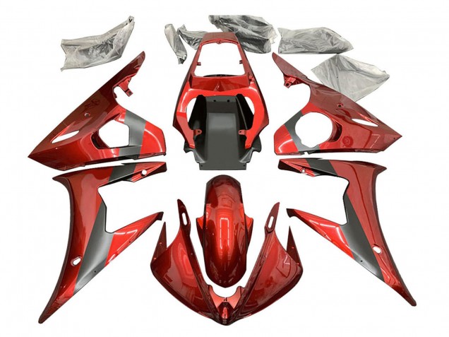 2006-2009 Yamaha YZF R6S Motorcycle Fairings - Red Matte Black