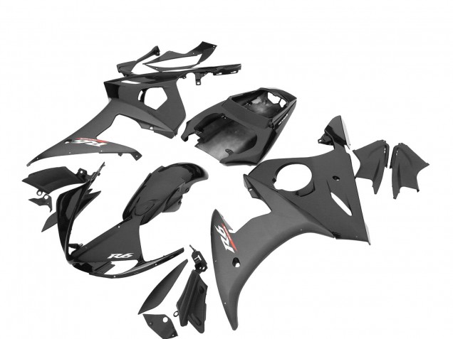 2006-2009 Yamaha YZF R6S Motorcycle Fairings - Glossy Black Matte Black