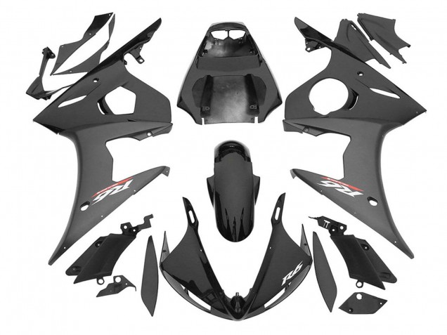 2006-2009 Yamaha YZF R6S Motorcycle Fairings - Glossy Black Matte Black