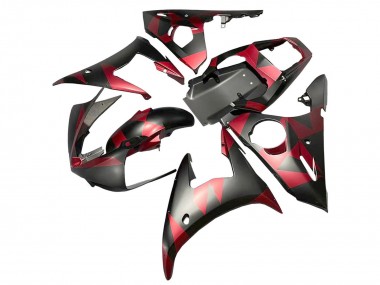 Shop 2005 Yamaha YZF 600 R6 Motorcycle Fairings - Matte Black Red Geometric