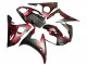 2005 Yamaha YZF 600 R6 Motorcycle Fairings - Matte Black Red Geometric