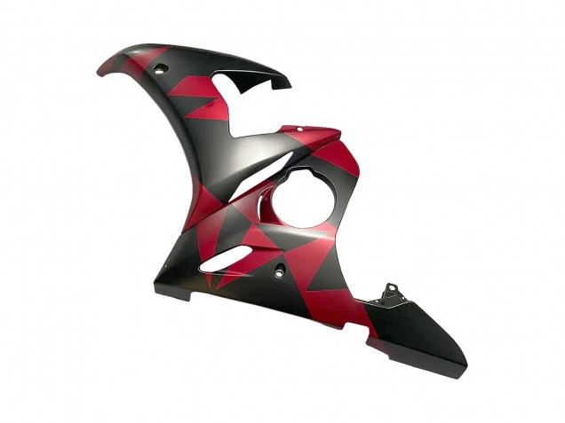2005 Yamaha YZF 600 R6 Motorcycle Fairings - Matte Black Red Geometric