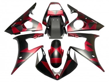 Shop 2005 Yamaha YZF 600 R6 Motorcycle Fairings - Matte Black Red Geometric