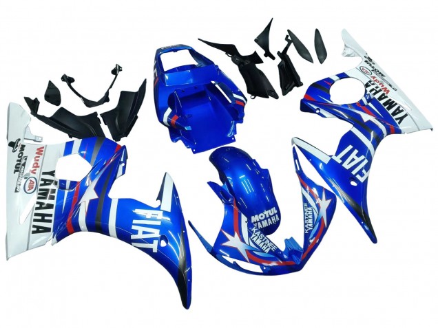 2005 Yamaha YZF 600 R6 Motorcycle Fairings - Blue White Red Motul Michelin Fiat