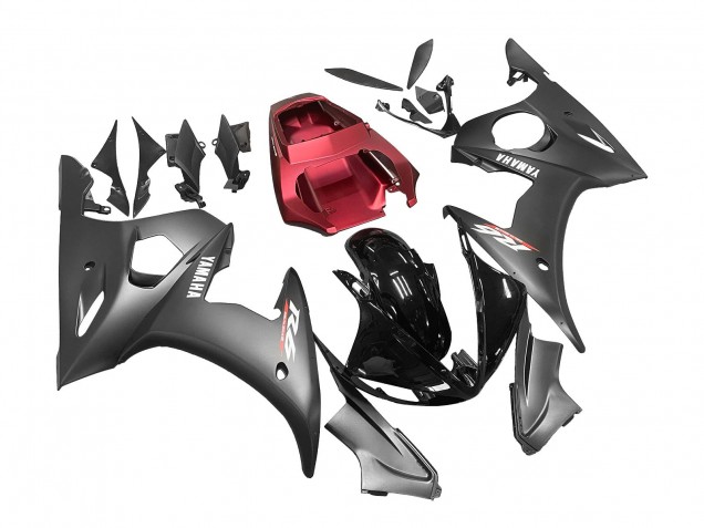 2005 Yamaha YZF 600 R6 Motorcycle Fairings - Matte Black Glossy Black Grey Red