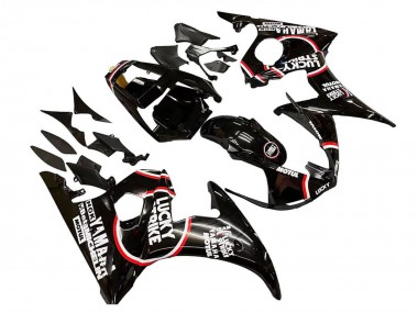 Shop 2005 Yamaha YZF 600 R6 Motorcycle Fairings - Glossy Black White Lucky Strike Motul