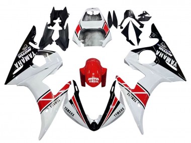 Shop 2005 Yamaha YZF 600 R6 Motorcycle Fairings - White Black Red Motul