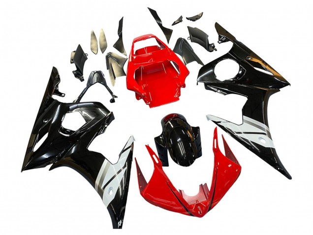 2005 Yamaha YZF 600 R6 Motorcycle Fairings - Red White Glossy Black