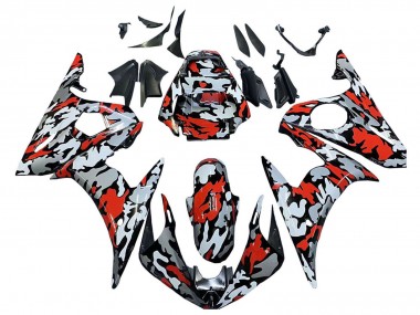 Shop 2005 Yamaha YZF 600 R6 Motorcycle Fairings - Black Red Grey Camouflage