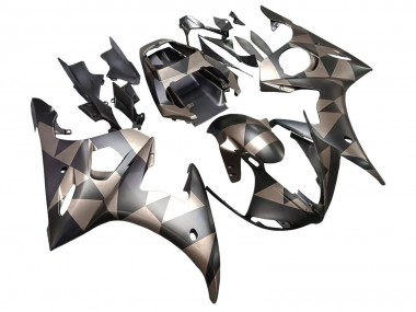 Shop 2005 Yamaha YZF 600 R6 Motorcycle Fairings - Matte Black Grey Geometric