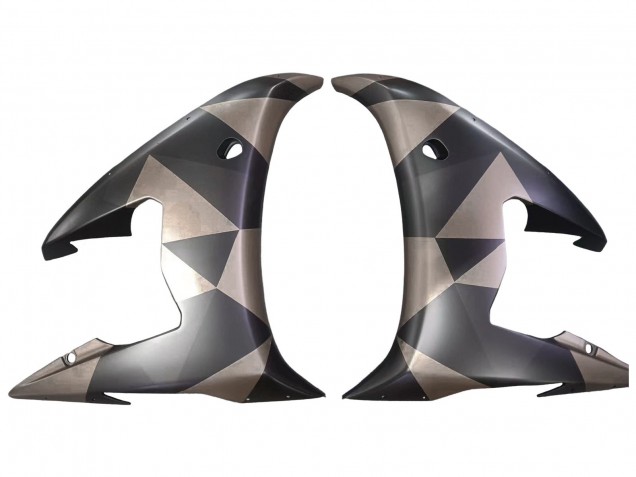 2005 Yamaha YZF 600 R6 Motorcycle Fairings - Matte Black Grey Geometric