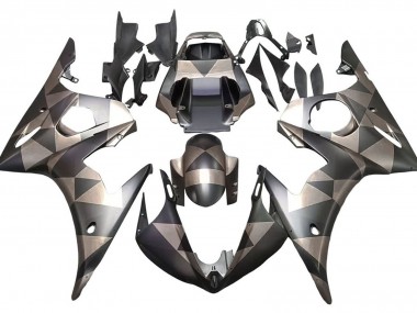 Shop 2005 Yamaha YZF 600 R6 Motorcycle Fairings - Matte Black Grey Geometric