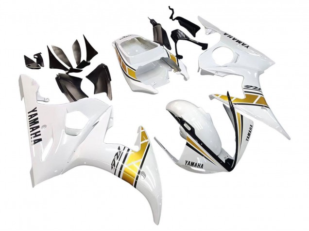 2005 Yamaha YZF 600 R6 Motorcycle Fairings - White Gold Black