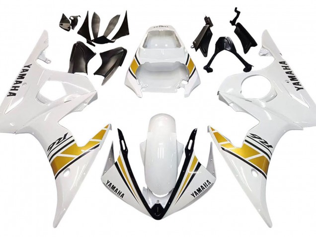 2005 Yamaha YZF 600 R6 Motorcycle Fairings - White Gold Black