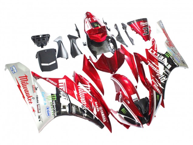 2006-2007 Yamaha YZF 600 R6 Motorcycle Fairings - White Red Black Green Monster Milwaukee