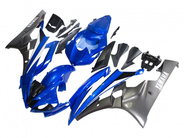 2006-2007 Yamaha YZF 600 R6 Motorcycle Fairings - Blue White Glossy Black
