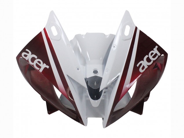 2006-2007 Yamaha YZF 600 R6 Motorcycle Fairings - White Maroon Red Fiat Acer Yamalube